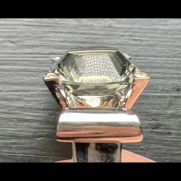 Intrigue ring, 18k white gold, 20ct prasiolite center gem stone - Picture 5 of 10